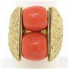 Image 2 : 18k Yellow Gold Spinning Faceted Coral Bead Textured Matte VERY HEAVY 40.1g Ring