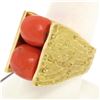 Image 3 : 18k Yellow Gold Spinning Faceted Coral Bead Textured Matte VERY HEAVY 40.1g Ring