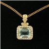 Image 2 : 14K Yellow Gold 3.77 ctw VS Diamond Green Amethyst Pendant w/ 20" Curb Chain