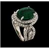 Image 4 : 4.54 ctw Emerald and Diamond Ring - 14KT White Gold