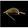 Image 2 : 0.30 ctw Diamond Leaf Motif Pin - 14KT Yellow Gold