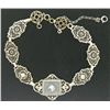 Image 1 : Antique Art Deco 14kt White Gold Camphor Glass and Damond Bracelet