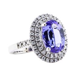 4.75 ctw Tanzanite And Diamond Ring - 14KT White Gold