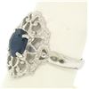 Image 2 : Solid Platinum 1.22 ctw Oval Deep Blue Sapphire Solitaire Open Filigree Style Ri