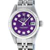 Image 2 : Rolex Ladies Stainless Steel Purple Diamond Quickset Datejust Wristwatch 26MM