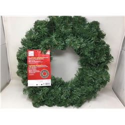 24in Battery Operated Balsam Pine LED Pre-Lit Wreath