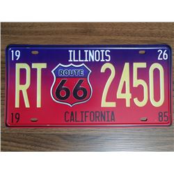 Vintage car plates, Retro style - ILLINOIS - RT 2450 - CALIFORNIA