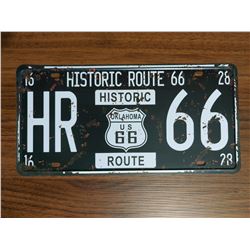 Vintage car plates, Retro style - HISTORIC ROUTE 66 - OKLAHOMA