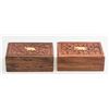 Pair Hauli Wood Box Carved Top