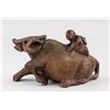 Chinese Wooden Boy and Water Buffalo Statue