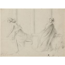 Parl Hellen Artist Signed Graphite on Paper Women