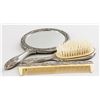 Image 2 : 3-Piece Old Cosmetic Deco Mirror Comb and Brush