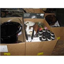 LG. LOT OF ASST. BAKING WARE, POTS AND PANS, SPICE RACK, ETC.