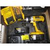 Image 2 : DEWALT 18V CORDLESS DRILL WITH 2 BATTERIES, CHARGER AND BIT SET.