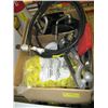 Image 1 : BOX OF MISC. SUREFORM PROPANE HOSE, ELECTRIC FENCE CLIPS, ETC.