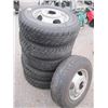 Image 1 : SET OF 6 DUALLY TIRES ON 8 BLT RIMS. 11T215/85R16. DISCOVERY ATR BY COOPER. 4 IN GOOD CONDITION. 2 T