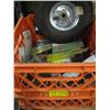 Image 1 : ORANGE BASKET OF MISC. TRAILER LIGHTS, TIRE & MISC.
