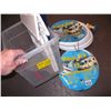 Image 1 : BIN OF MISC. HOSES, FOLDING TABLE, BROOM, ETC.