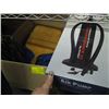 Image 1 : BOX OF MISC. AIR PUMP, BASEBALL GLOVE, THERMOS, ETC.