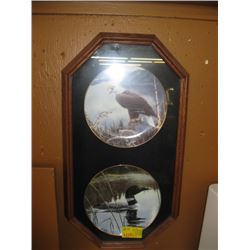 FRAMED EAGLE & LOON COLLECTOR PLATE SET