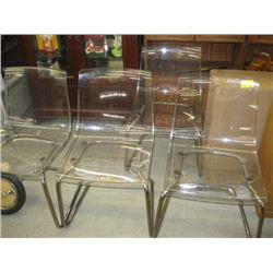 4 CHROME & CLEAR PLASTIC CHAIRS