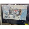 Image 1 : ROYAL CANADIAN MOUNTED POLICE YUKON CENTENNIAL PRINT BY CALDWELL OF A MOUNTIE WITH BEARS, WOLVES, ET