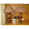 Image 1 : PAIR OF HEAVY WOOD TURNED LAMPS
