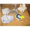 Image 1 : LOT OF ROCKS, POLISHED CUT ROCK, CANDLE HOLDER, ETC.