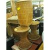 Image 1 : 2 WICKER PLANT STANDS & A WICKER HAMPER