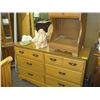 Image 1 : MAPLE BED FRAME, MIRRORED DRESSER & END TABLE