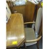 Image 1 : LG. DINING TABLE WITH 6 OAK FRAMED CHAIRS & UPHOLSTERED SEATS & BACKS & ONE LG. LEAF