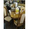 Image 2 : LG. DINING TABLE WITH 6 OAK FRAMED CHAIRS & UPHOLSTERED SEATS & BACKS & ONE LG. LEAF