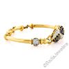 Image 4 : 18kt Yellow Gold 1.58 ctw Diamond and Sapphire Dual Heart Curved Tube Link Brace