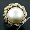 Image 2 : Vintage Handmade 18kt Two Tone Gold Mabe Pearl & 0.25 ctw Diamond Ring