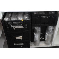 6 CRATES OF ASSORTED SIZED PLASTIC CUPS & LIDS