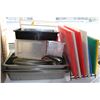 Image 1 : LOT OF CUTTING BOARDS WITH STAND, BUN PANS, TONGS
