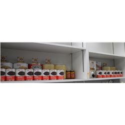 2 SHELVES CONTAINING VARIOUS CANNED GOODS