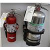 Image 1 : PAIR OF CHARGED FIRE EXTINGUISHERS WITH WALL