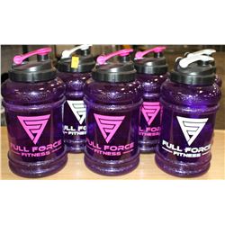 LOT OF 6 FULL FORCE FITNESS 2.2LITRE WATER JUGS