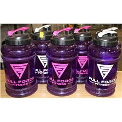 LOT OF 6 FULL FORCE FITNESS 2.2LITRE WATER JUGS