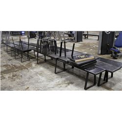 LARGE LOT OF WOOD & METAL BENCHES, SOME WITH