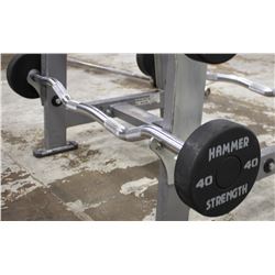 HAMMER STRENGTH 40LB CURL BAR, WEIGHTS NOT