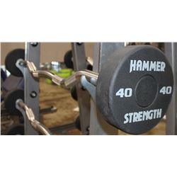 HAMMER STRENGTH 40LB CURL BAR, WEIGHTS NOT