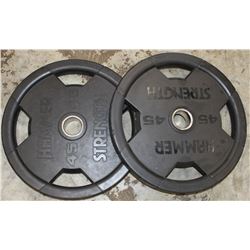 LOT OF 2 HAMMER STRENGTH 45LB FREE WEIGHTS