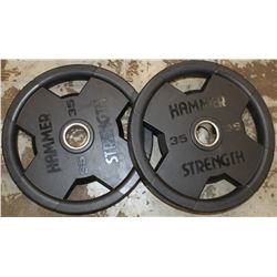 LOT OF 2 HAMMER STRENGTH 35LB FREE WEIGHTS