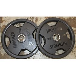 LOT OF 2 HAMMER STRENGTH 35LB FREE WEIGHTS