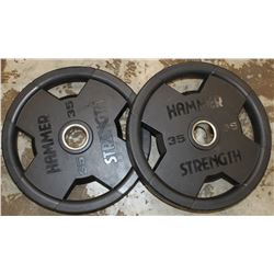 LOT OF 2 HAMMER STRENGTH 35LB FREE WEIGHTS