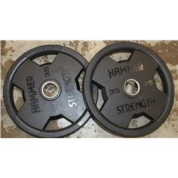 LOT OF 2 HAMMER STRENGTH 35LB FREE WEIGHTS