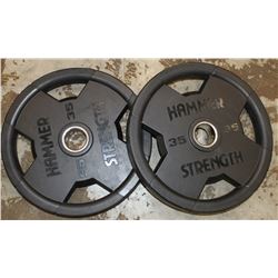 LOT OF 2 HAMMER STRENGTH 35LB FREE WEIGHTS