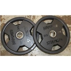 LOT OF 2 HAMMER STRENGTH 35LB FREE WEIGHTS
